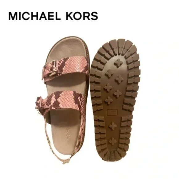 67 | 🍁❤️Michael Kors Judd Snake Embossed Leather Sandals - Picture 1 of 4